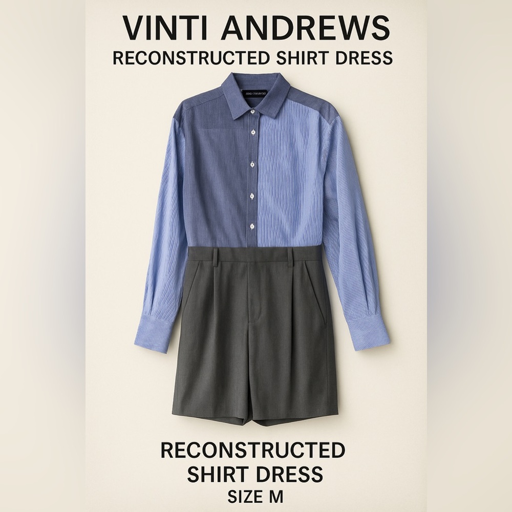 Vinti Andrews London Patchwork Button Shirt Dress Sz M Avant Mixed Media